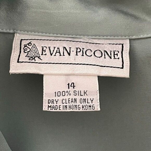 Vintage 80s Womens Blue Double Breasted 100% Silk Preppy Sexy Blouse Sz L - Picture 11 of 13